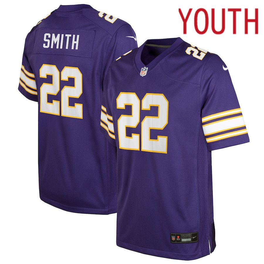 Youth Minnesota Vikings #22 Harrison Smith Nike Purple Game NFL Jersey->youth nfl jersey->Youth Jersey